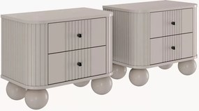 Vesper éjjeliszekrény szett 56 cm - kasmír / fekete fogantyúk / gömb alakú lábak