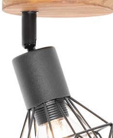 Ipari reflektor lámpa fekete fa forgó- és dönthető fejjel - Mosh