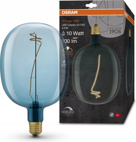 Ledvance kék színű, szabályozható fényerejű Led ballonizzó E27 4,5W Vintage, fehér