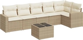 vidaXL 7 részes bézs polyrattan kerti ülőgarnitúra párnákkal