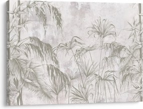 Kép - Trópusi növények a falon szürke színben (70x50 cm)