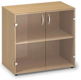 ProOffice alacsony üvegszekrény 80 x 45,8 x 74,2 cm, bükkfa