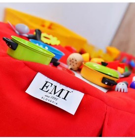 EMI gömb formájú piros velúr babzsákfotel