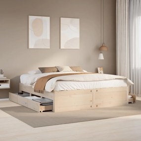 tömör fenyőfa fiókos ágykeret matrac nélkül 200 x 200 cm