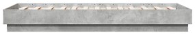 betonszürke ágykeret LED-világítással 75x190 cm