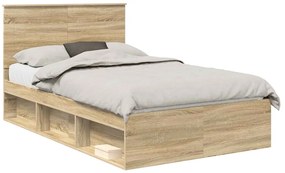 vidaXL Ágykeret fejtámlával Sonoma 120 x 200 cm Tömör fenyőfa