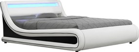 Francia ágy RGB LED világítással, fehér/fekete, 160x200, MANILA NEW