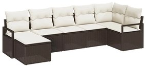 vidaXL Kanapé Szett 7 pcs Barna polirattan
