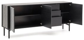 Fekete komód tölgyfa dekorral 200x86x45 cm Lenon – Kave Home