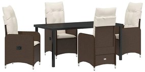 vidaXL Kert étkező szett párnával 5 pcs Barna polirattan