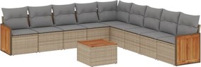 vidaXL 10 részes bézs polyrattan kerti ülőgarnitúra párnával