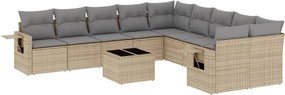 vidaXL 11 részes bézs polyrattan kerti ülőgarnitúra párnákkal