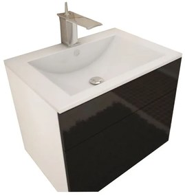 AKCIÓ Fehér szekrény mosdó alá MASON BL13, fekete magasfényű HG II. osztály