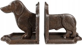 2db barna öntöttvas tacskó alakú könyvtámasz 23x8x13 cm