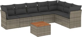 vidaXL 8 részes szürke polyrattan kerti ülőgarnitúra párnákkal