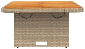bézs polyrattan és akácfa kerti asztal 80 x 80 x 71 cm