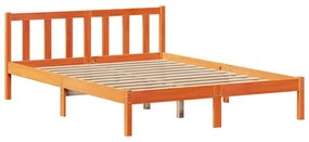 barna tömör fenyőfa könyvespolcos ágy matrac nélkül 140 x 190cm