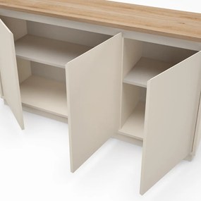 Bézs komód tölgyfa dekorral 152x84x40 cm Loreta – Marckeric