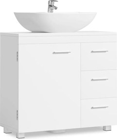 Mosdó Alatti Fürdőszoba Szekrény, 3 Fiókkal, 2 Rekesszel, 30 x 70 x 64 cm, Felhőfehér