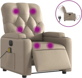vidaXL kávészínű műbőr elektromos dönthető masszázsfotel
