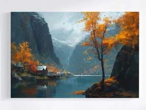 Vászonkép Canvas Skandinávia Norvégia Fjord Hegyek Ősz Kilátás 60x40