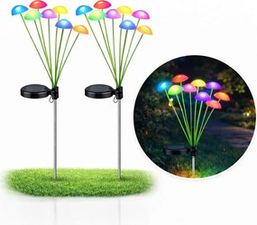 Napelemes kerti lámpa színes gomba Led 2 db szürkület érzékelő