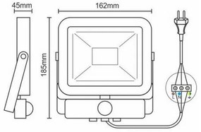 LED reflektor érzékelős LED/20W/265V 1800lm fehér IP65