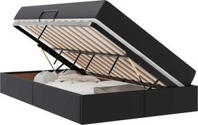 vidaXL Ágy tárolóval és matraccal matracmal tárolóval 2 pcs Fekete Bőr