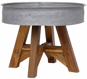 Ezüstszínű vegyes újrahasznosított fa dohányzóasztal 60 x 45 cm