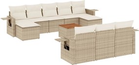 vidaXL 11 részes bézs polyrattan kerti ülőgarnitúra párnákkal