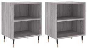 2 db szürke-sonoma színű szerelt fa éjjeliszekrény 40x30x50 cm