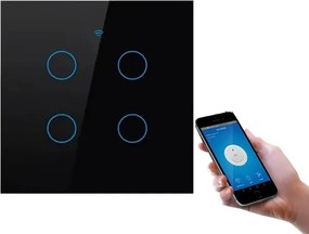 Érintőkapcsoló Üveg Lámpa 4 Ch Wifi Nélkül N Vagy Z N Tuya Smart Fekete
