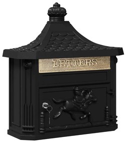 vidaXL Fali Postafiók Fekete 40.5 x 15.5 x 44 cm Öntött alumínium