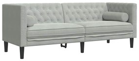 Chesterfield kanapé Világosszürke 194 x 74.5 x 70.5 cm Bársony