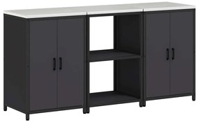 Konyhai Tároló Készlet polcokkal 3 pcs Fekete 180 x 50 x 92 cm