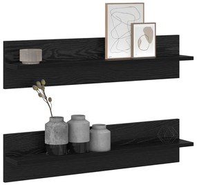 Falpolcok polcokkal 2 pcs Musta tammi 80 x 11.5 x 18 cm Faanyag