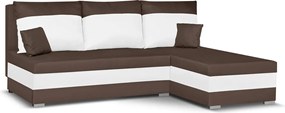 GUSTO Kinyitható sarokkanapé Sötétbarna/fehér