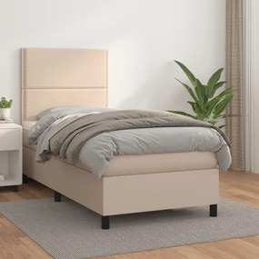 cappuccino színű műbőr rugós ágy matraccal 80 x 200 cm
