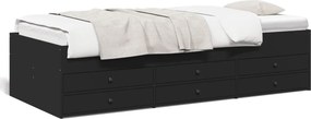 vidaXL fekete kanapéágy fiókkal matrac nélkül 90x190 cm