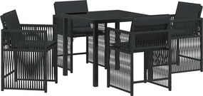 vidaXL Kert étkező szett 5 pcs Fekete polirattan