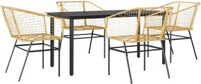 vidaXL 5 észes barna polyrattan üveg kerti étkezőgarnitúra