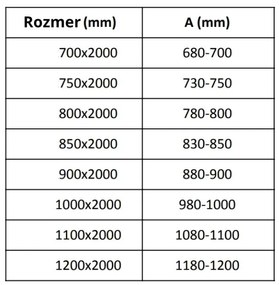 Mexen Velar, üvegfal a zuhanykabinhoz 100x200 cm, 8 mm-es matt üveg, 870-100-000-00-30