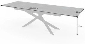 Széthúzható kerámia étkezőasztal Natasha 180-220-260 cm láva