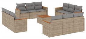 13részes vegyes bézs polyrattan kerti ülőgarnitúra párnákkal
