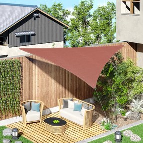 Outsunny Nagy Méretű Háromszögű Napernyő 3 x 3 x 3 m Magas Sűrűségű UV Ellenálló Polietilén Rozsdabarna Színben | Aosom