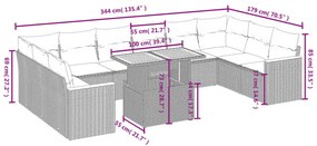 11 részes szürke polyrattan kerti ülőgarnitúra párnákkal