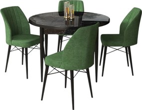 Rox étkezőgarnitúra, fekete márvány-khaki, 90 cm