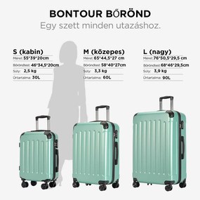 BONTOUR vertical 4 kerekes nagy borönd 76x50,5x29,5cm, púderzöld