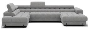 Szürke buklé kinyitható sarokkanapé (bal oldali-U alakú) Feraria – ELTAP