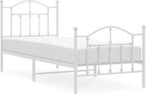 vidaXL fehér fém ágykeret fej- és lábtámlával 90x200 cm